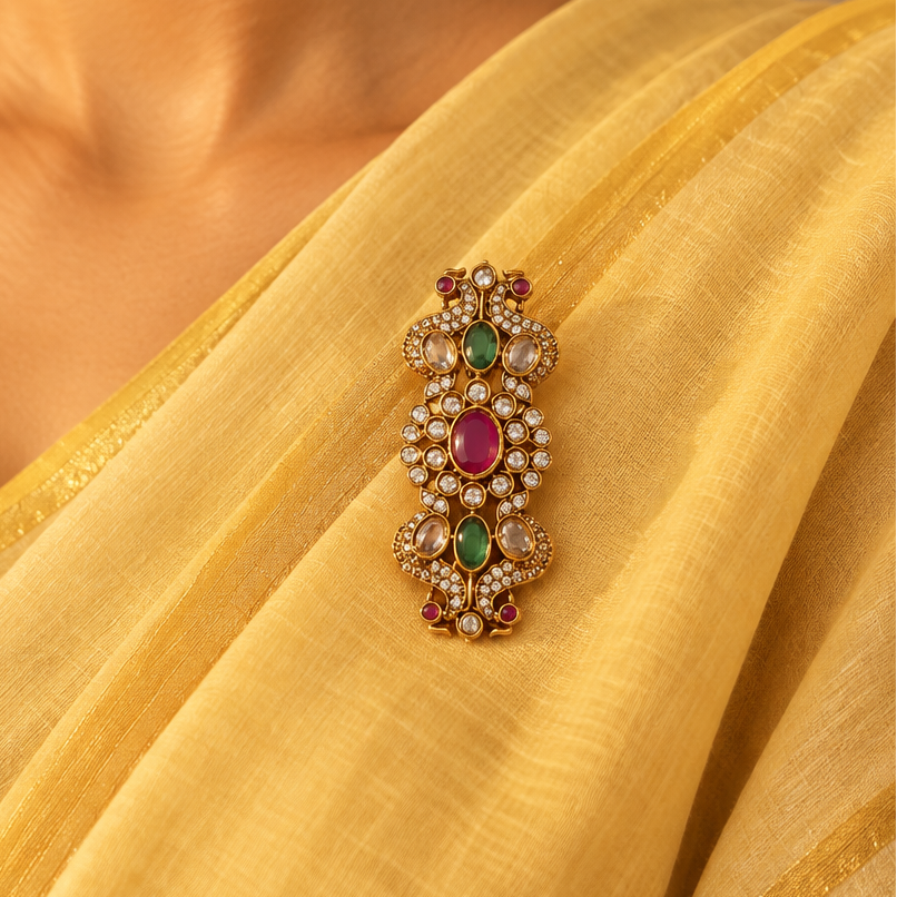 Gold Plated AD Brooch