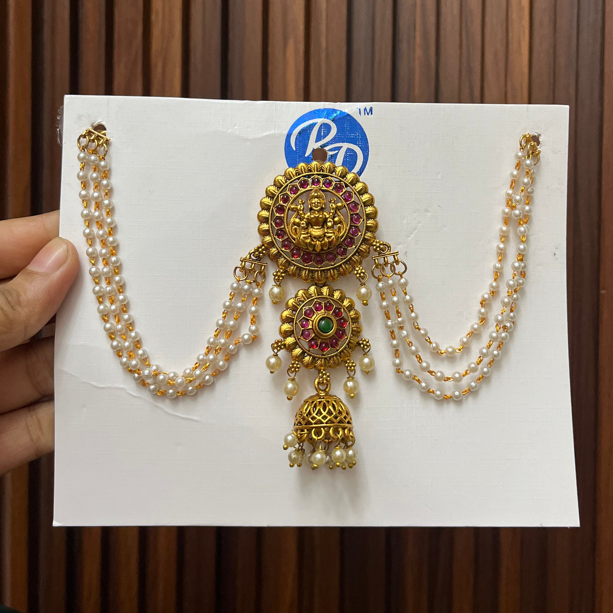 Drop Jhumka with Pearl Hair Accessorie