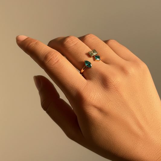 Rama Green Front Open Ring