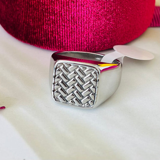 Silver Texture Men's Ring