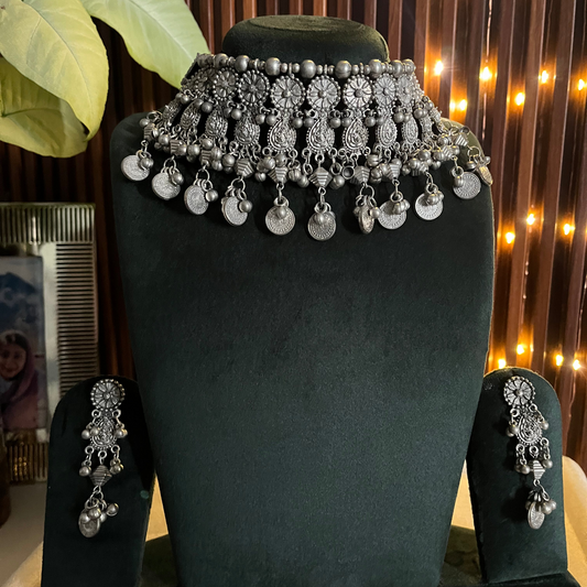 Oxidised Choker Necklace Set