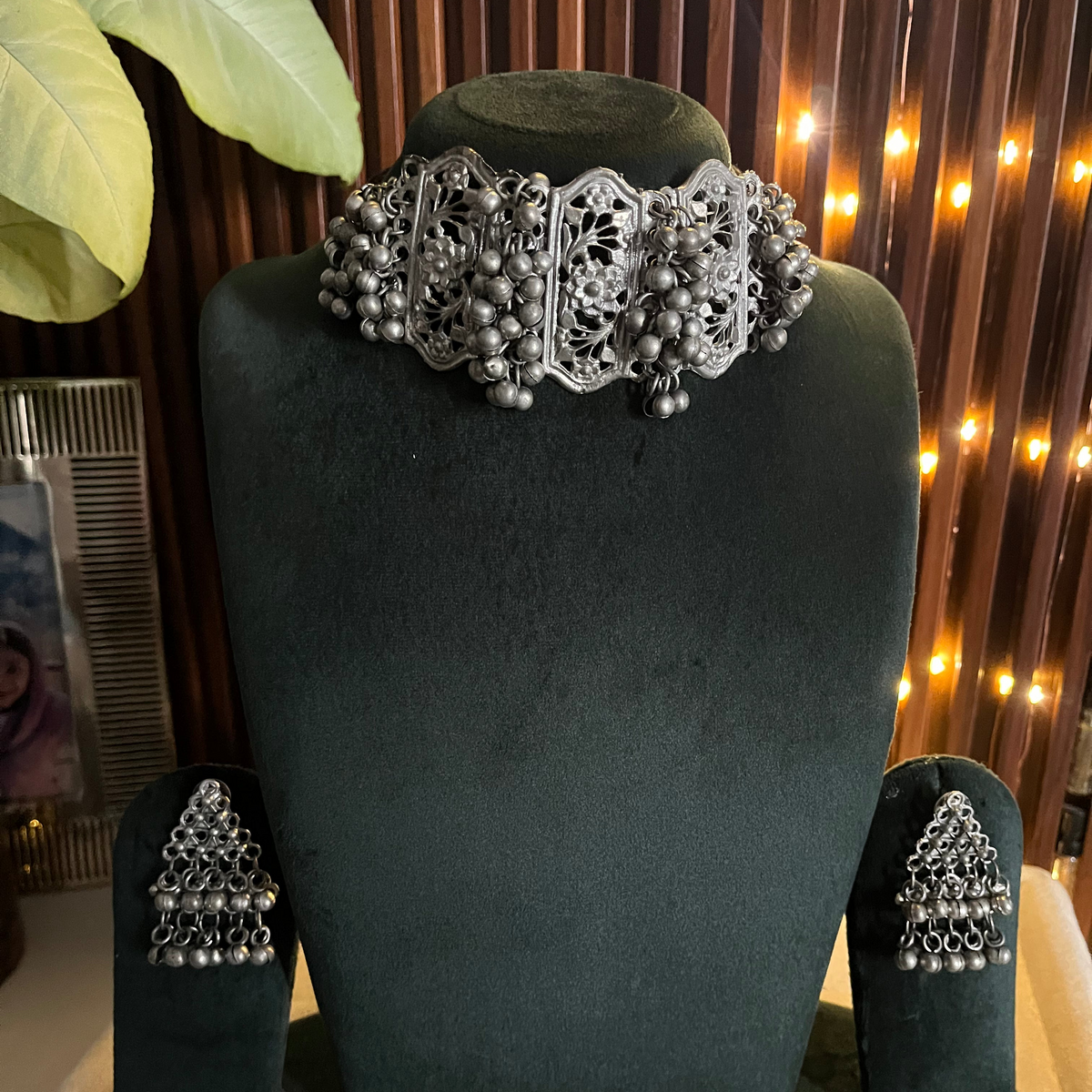 Oxidised Thread Necklace Set