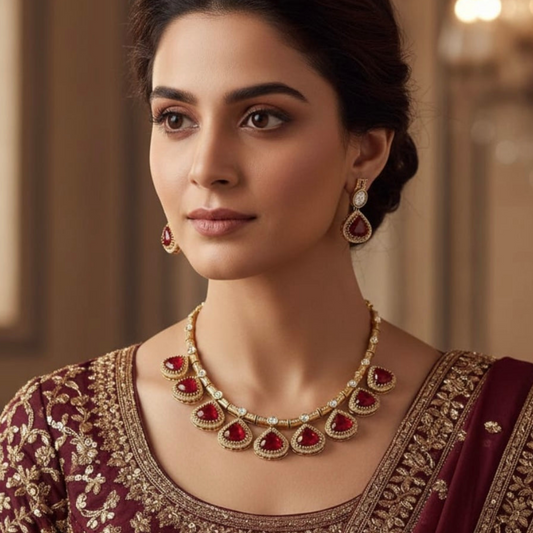 Red Stone Necklace Set