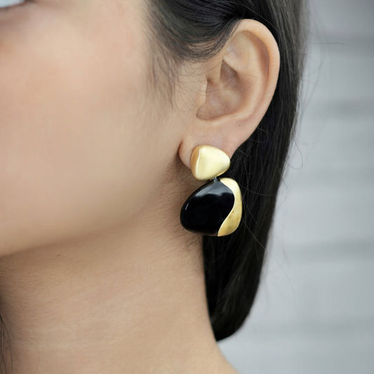 Dual Tone Drops Earrings