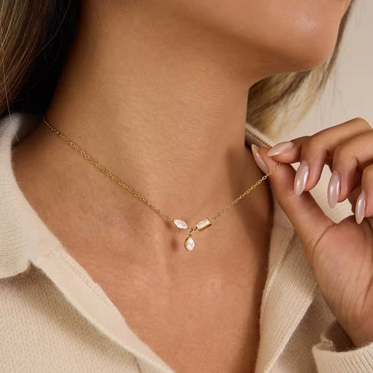 3 Stone Chain Necklace