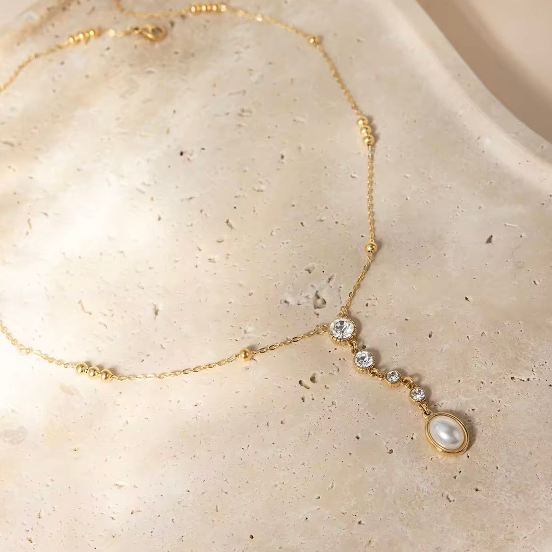 Pearl Drop Chain Necklace