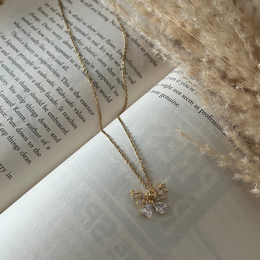 Crystal Stone Butterfly Necklace