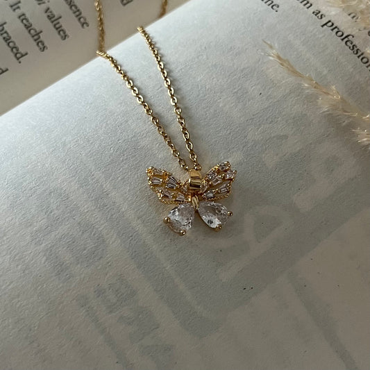 Crystal Stone Butterfly Necklace