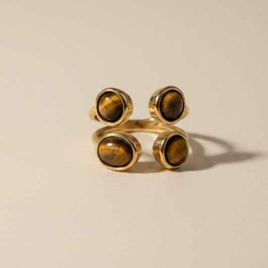 Tiger Stone Cluster Ring