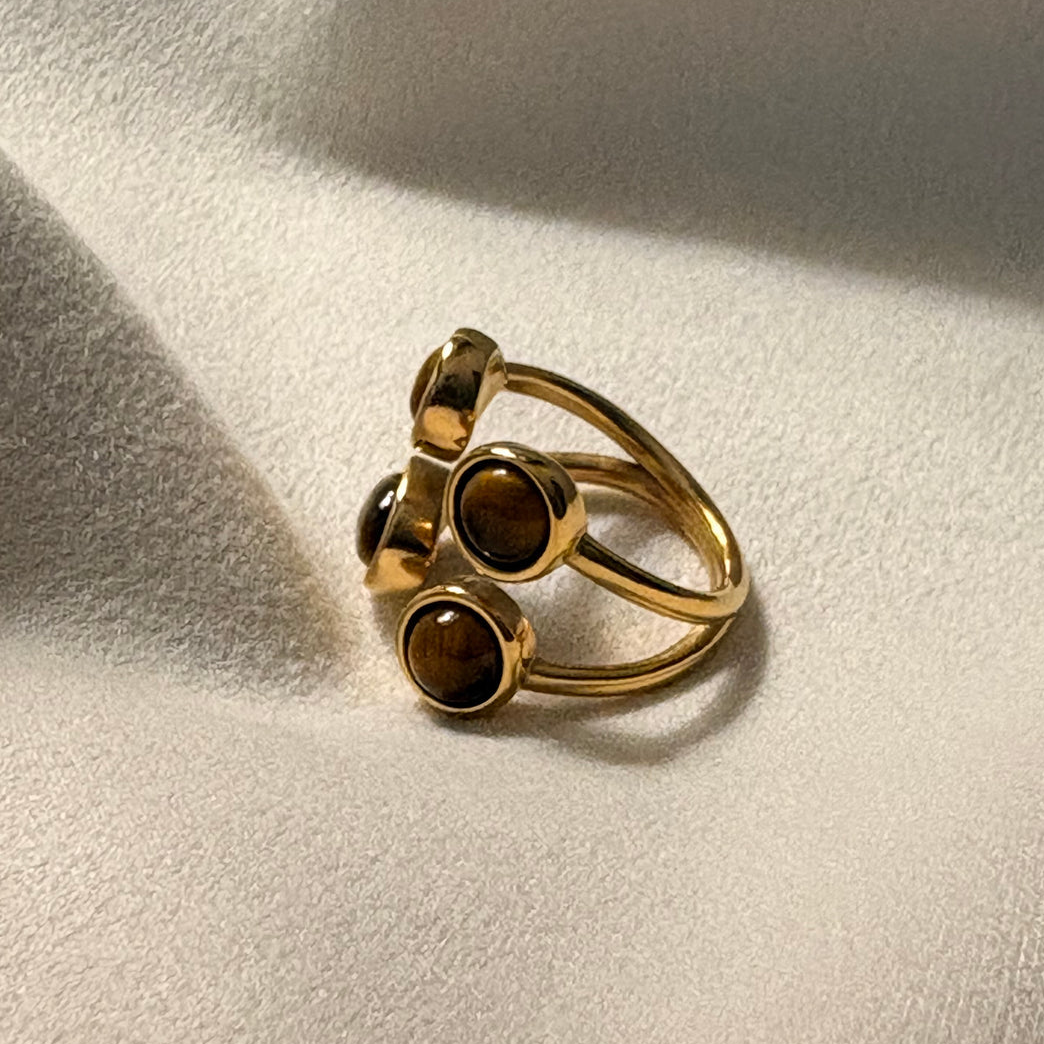 Tiger Stone Cluster Ring