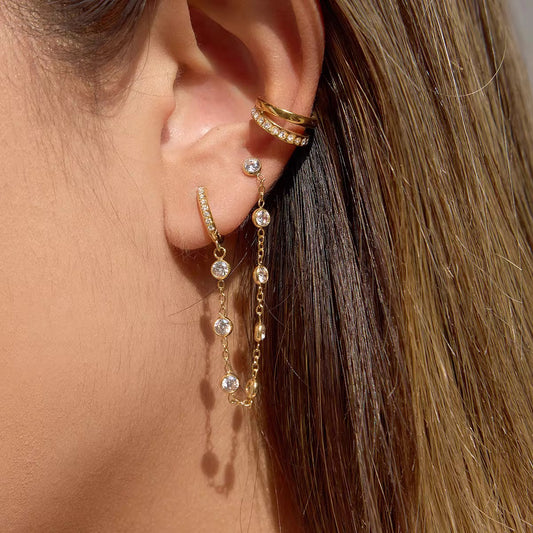 AD Studded Hoop Earrings