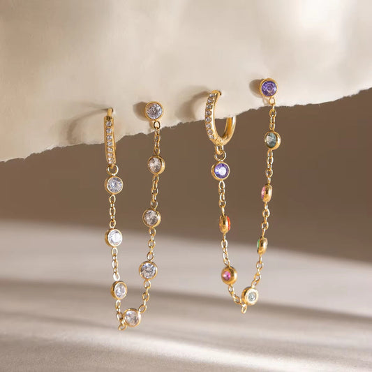 AD Studded Hoop Earrings