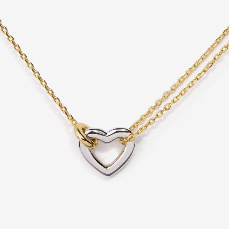 Silver Heart Gold Chain Necklace