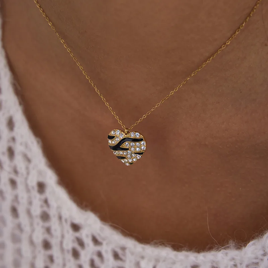 Silver Heart Gold Chain Necklace