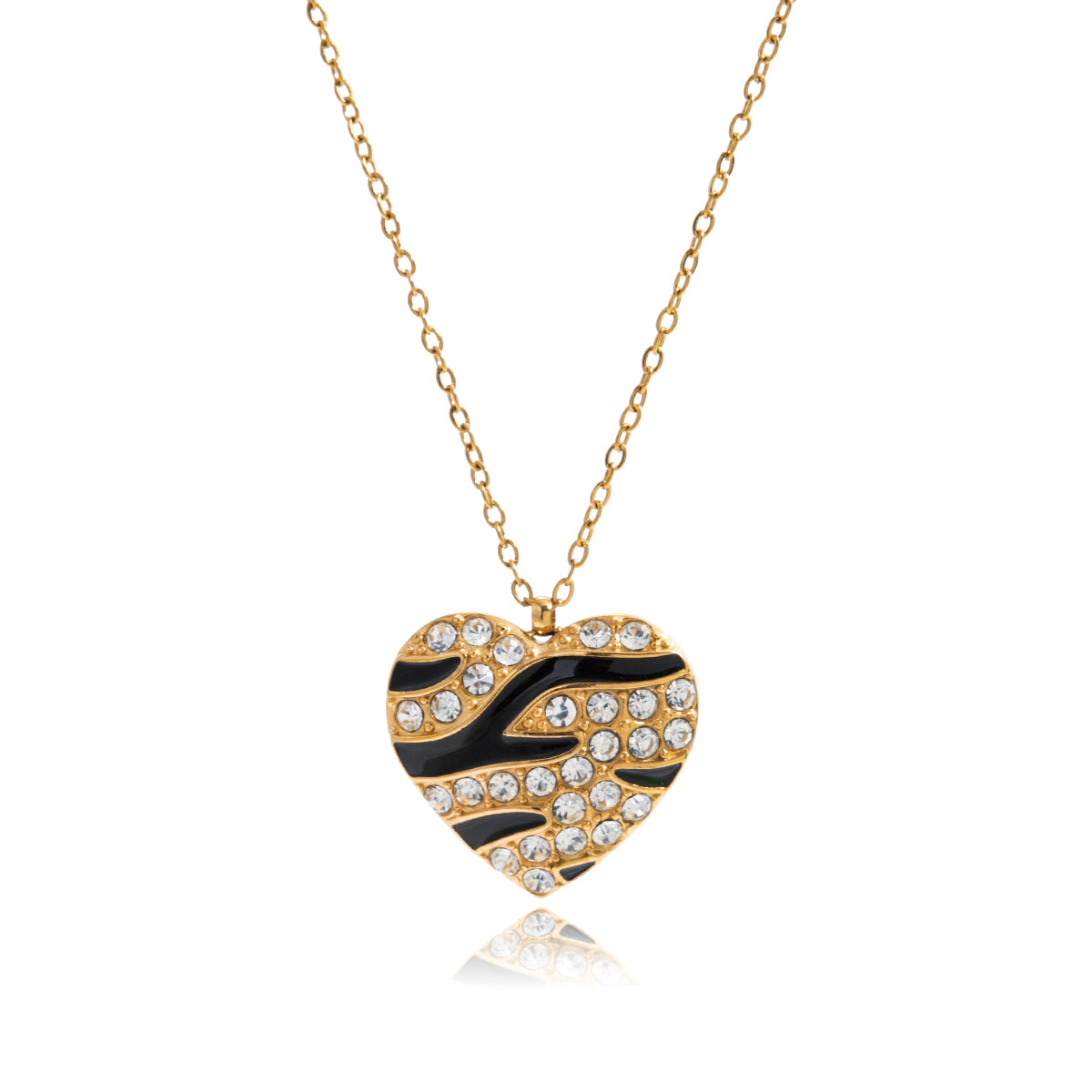 Silver Heart Gold Chain Necklace
