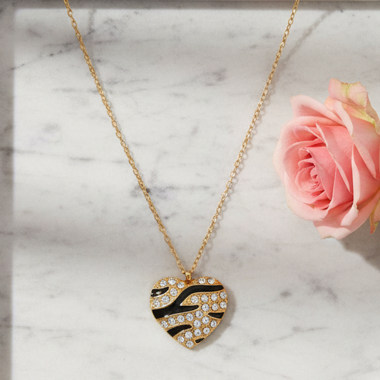 Silver Heart Gold Chain Necklace
