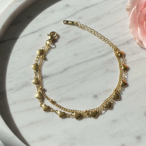 Heart Double Chain Bracelet