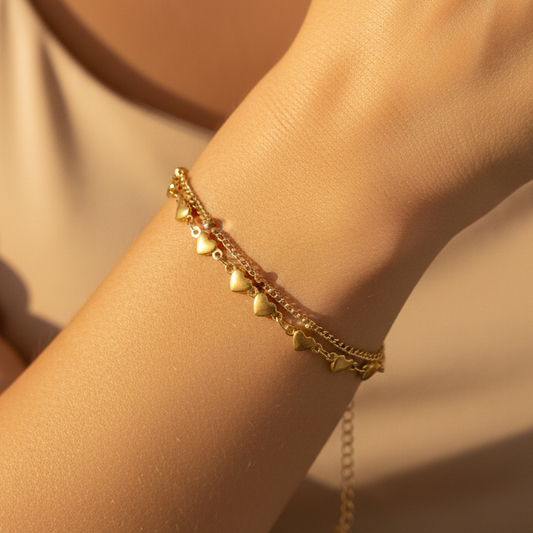 Heart Double Chain Bracelet