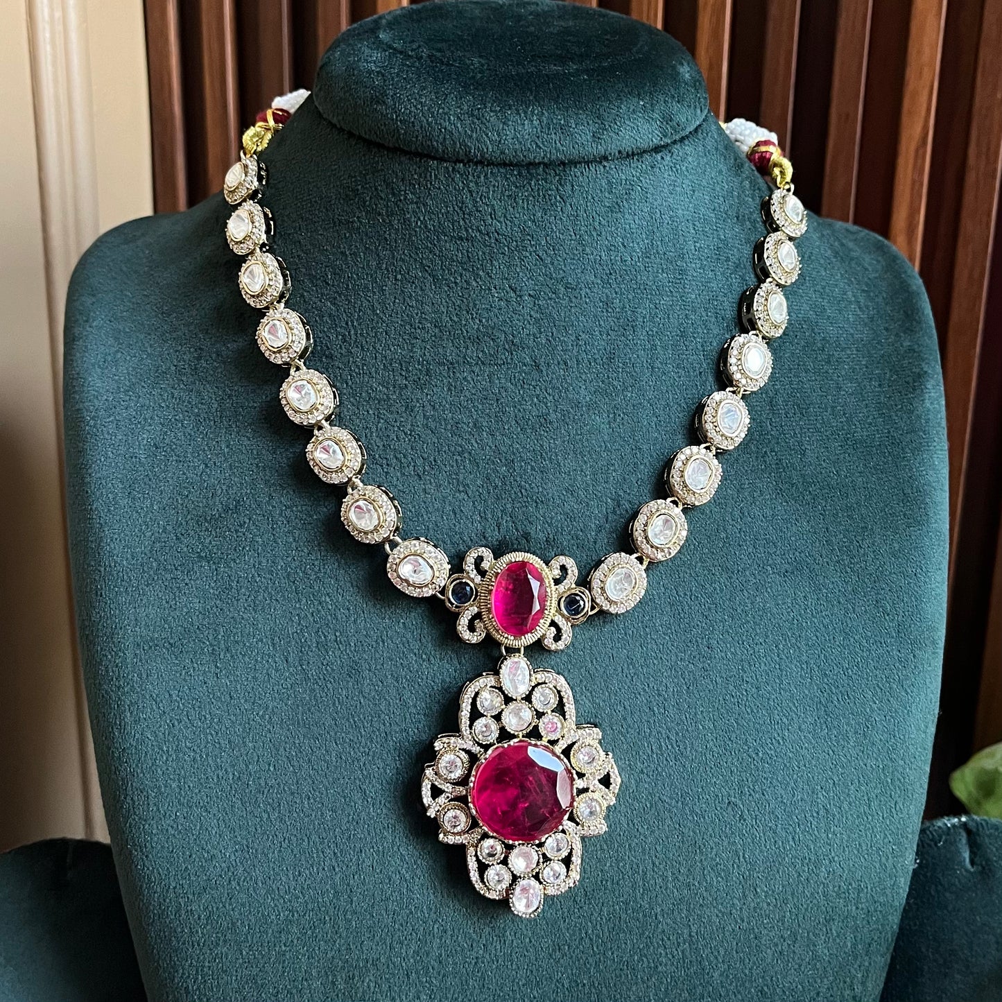 Moissanite Ruby Pink Necklace Set