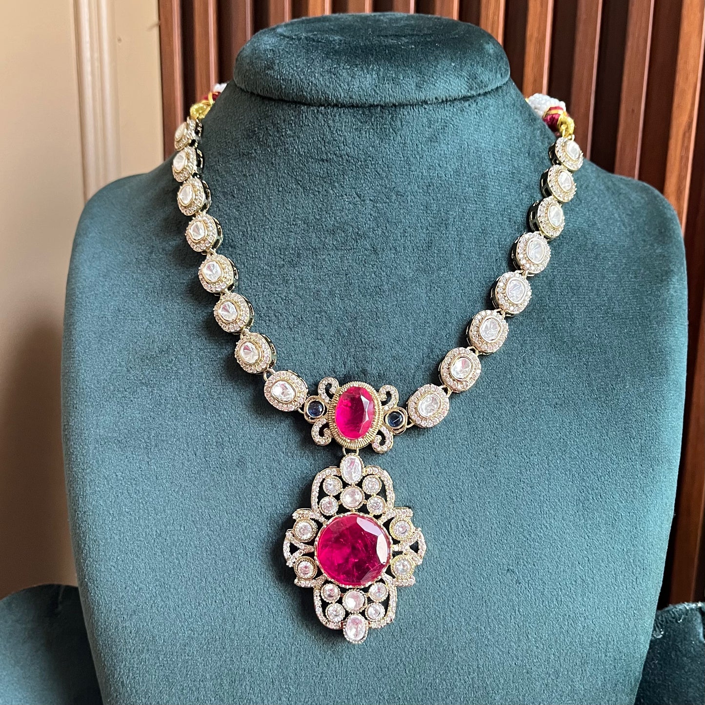Moissanite Ruby Pink Necklace Set