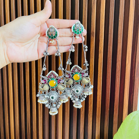 Dual Tone Kashmiri Dangler Earrings