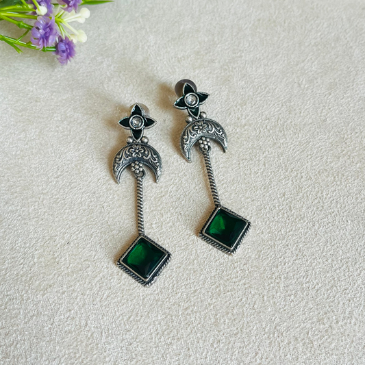 Green Stone Drop Earrings