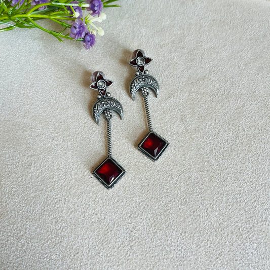 Red Stone Drop Earrings