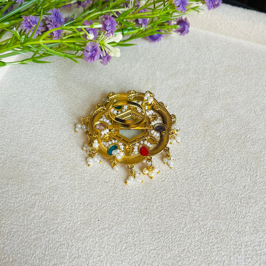 Brass Stone Pearl Finger Ring