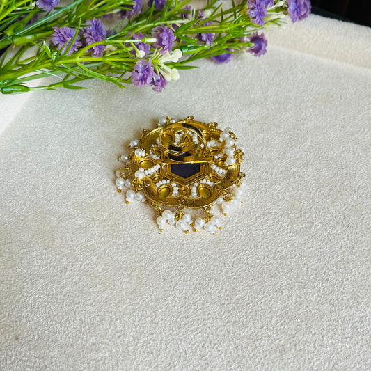 Brass Stone Pearl Finger Ring