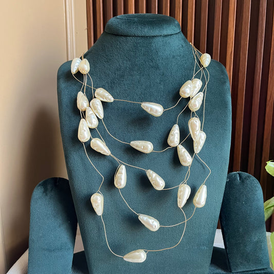 Statement Layered Pearl Necklace