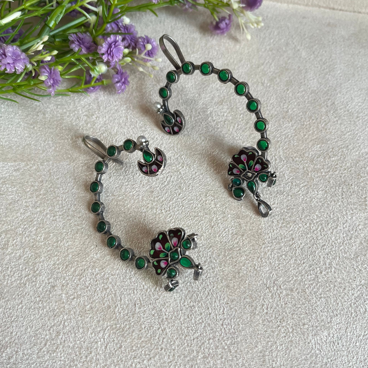Hand Printed Ear Cuff Earrings
