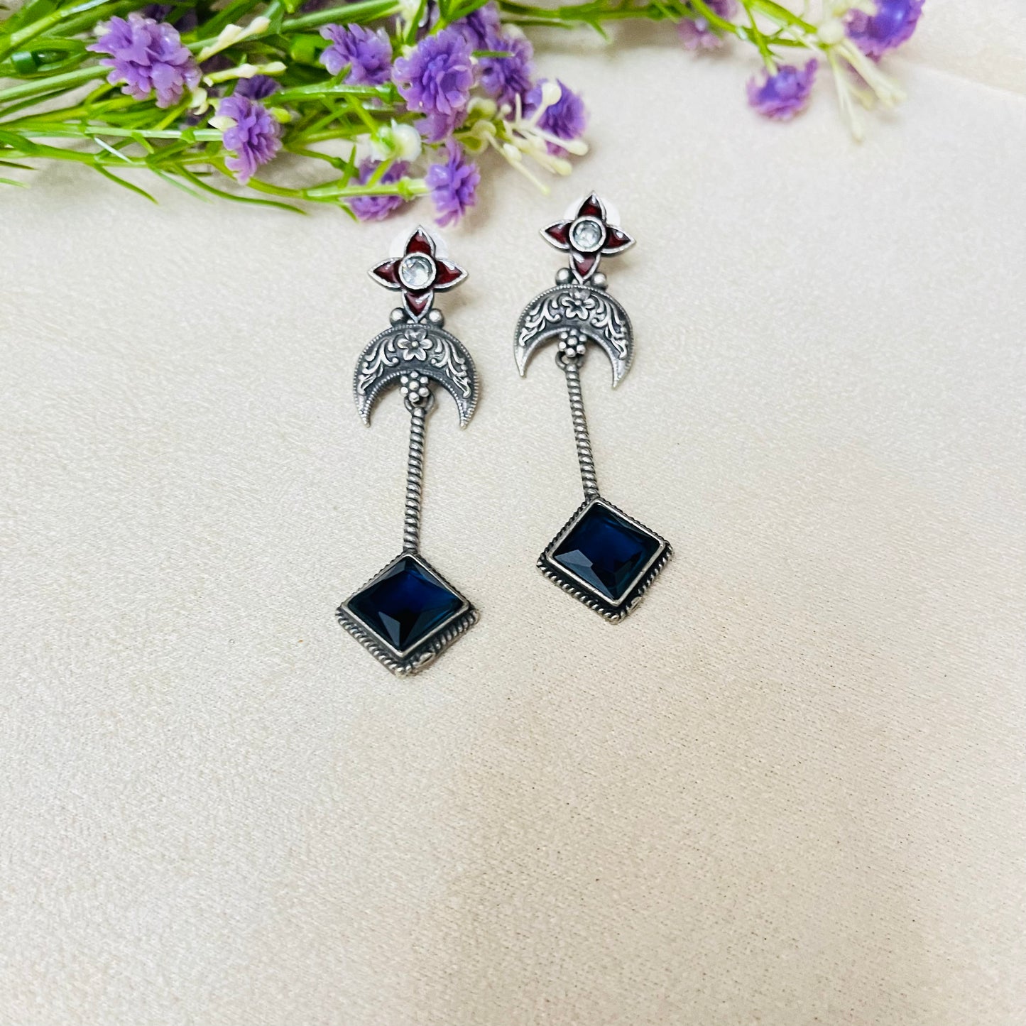 Blue Stone Drop Earrings