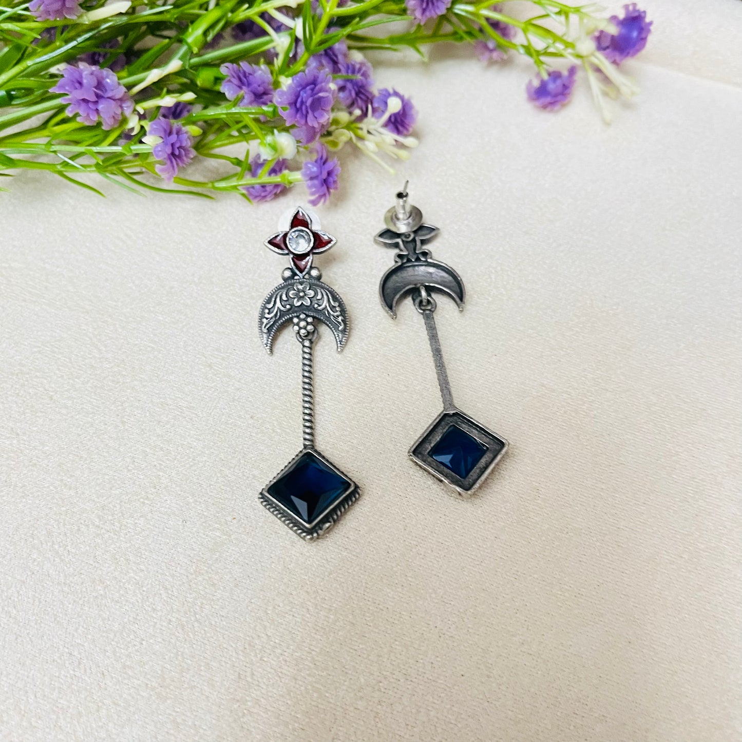 Blue Stone Drop Earrings