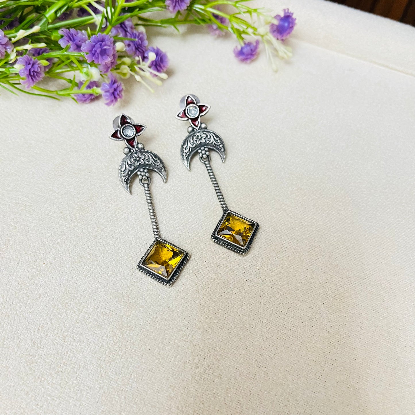 Yellow Stone Drop Earrings