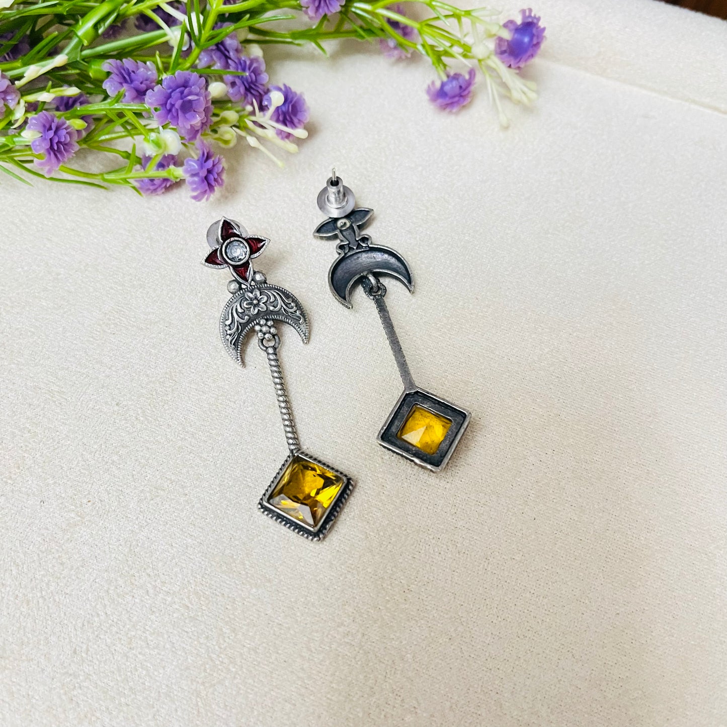 Yellow Stone Drop Earrings