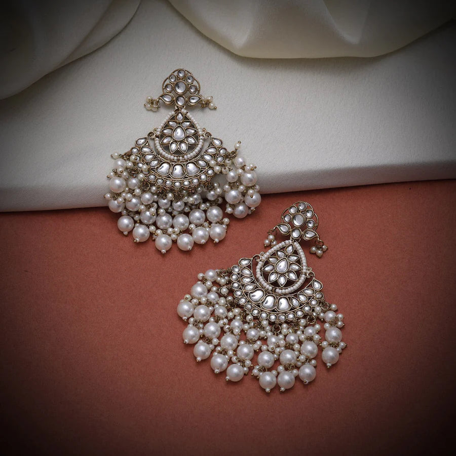 White Color Kundan Earrings