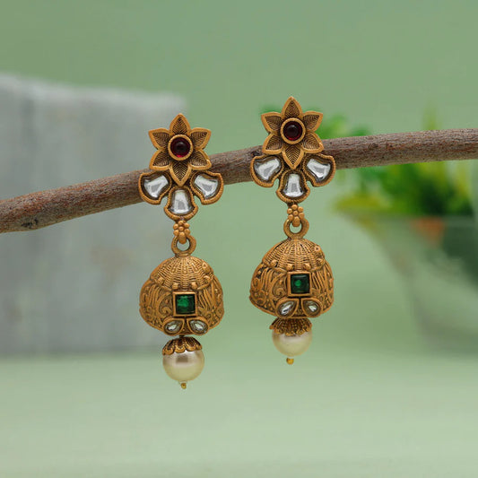 Rani & Green Matte Gold Earrings