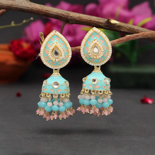 Sky Blue Meenakari Earrings