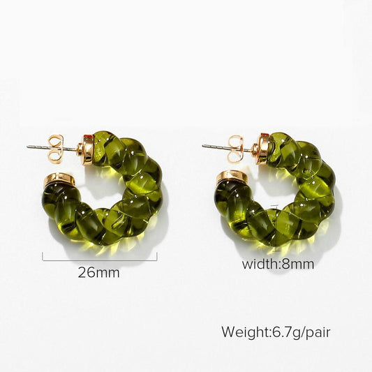 Green Hoop Earrings