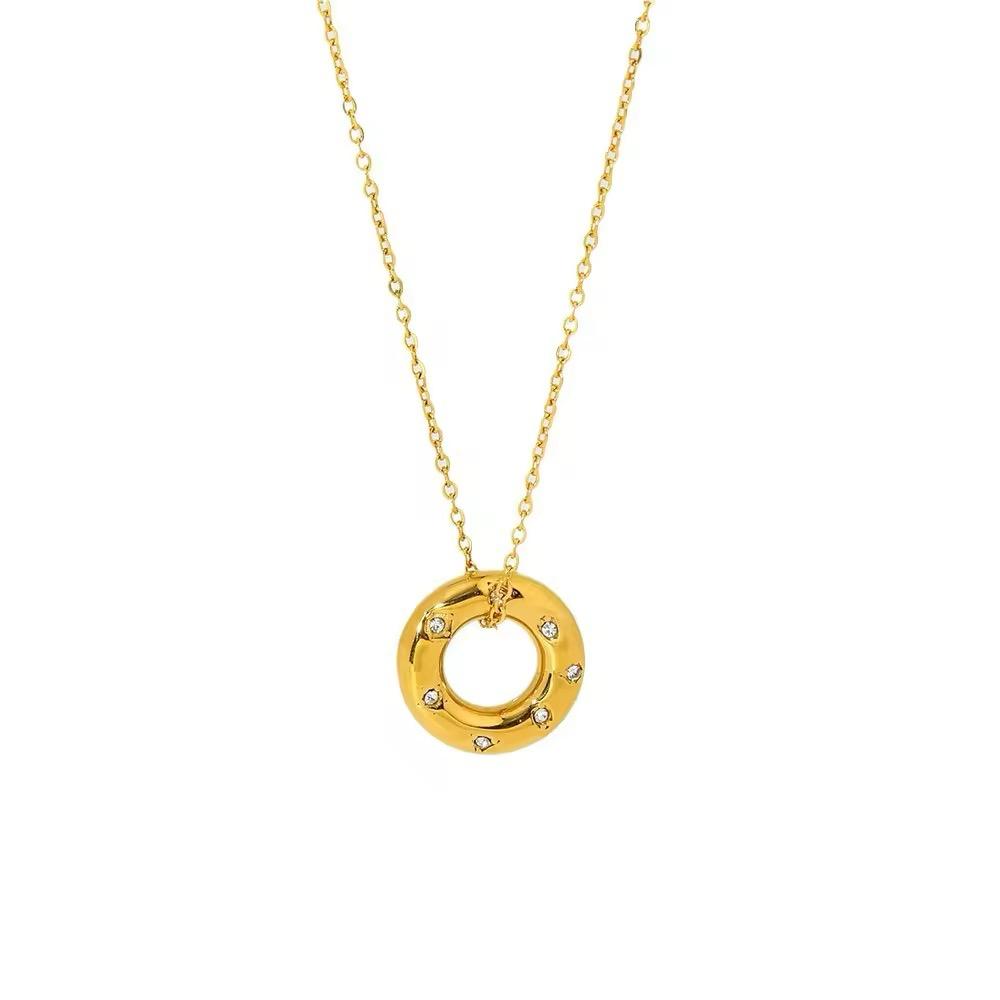 18K Gold Plated Ring Pendant Necklace