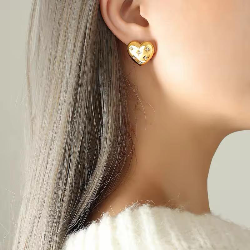 Luxe 18k Gold Plated Heart Earrings