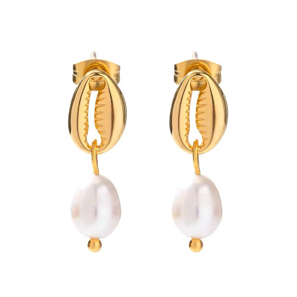 18k Gold Plated Pearl Shell Earrings