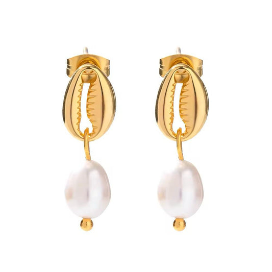 18k Gold Plated Pearl Shell Earrings