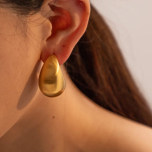18k Matte Gold Teardrop Earrings
