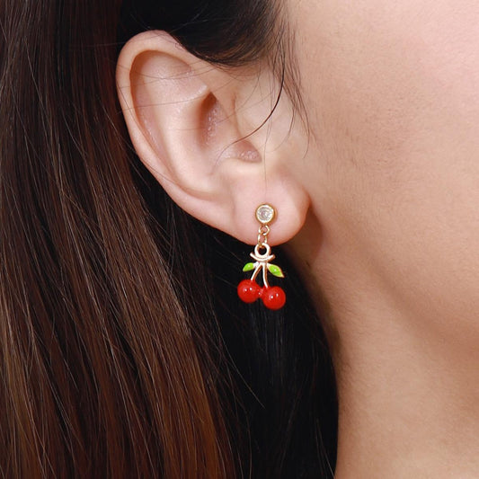 Small Cherry Drop Earrings