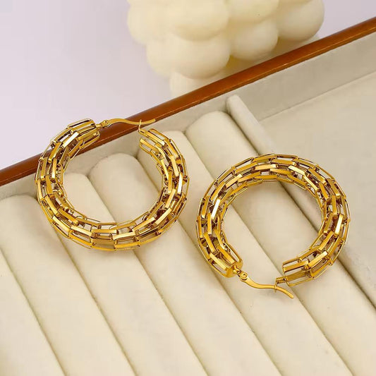 18k Gold Net Hoop Earrings