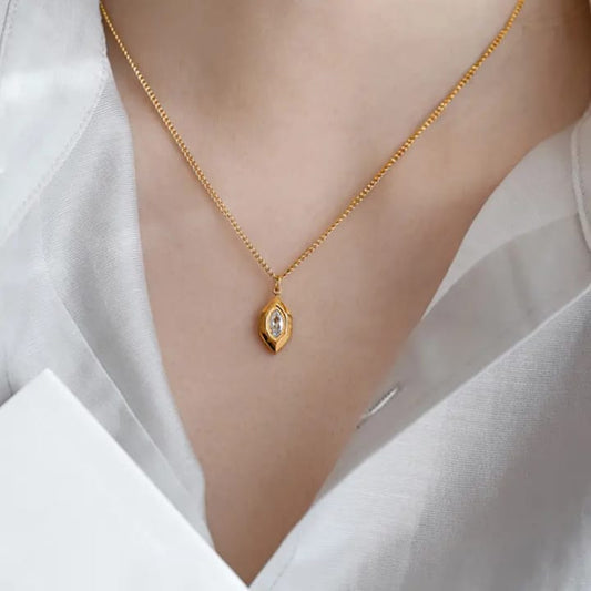 18k Gold Crystal Necklace