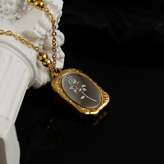 Silver & Gold Rose Necklace