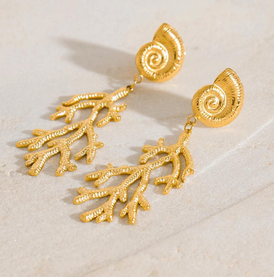 Luxe Shell with Coral Drop Earrings