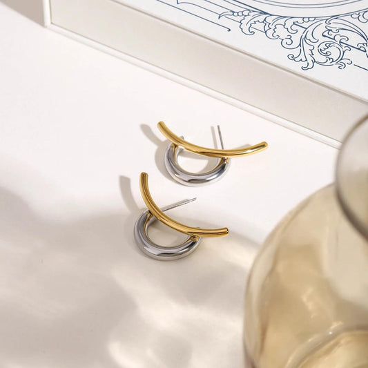 Dual Tone Contemporary Earrings